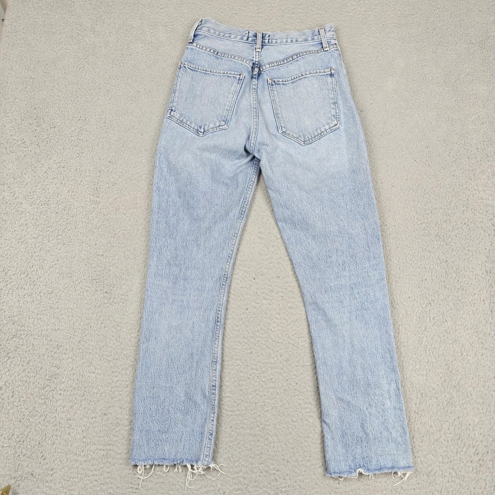 AGOLDE Riley Jeans Womens 25 Blue High Rise Straight Crop Raw Hem Button Fly - Picture 6 of 9